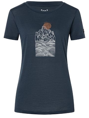 SN Super Natural W PREIKESTOLEN CLIFFS TEE blueberry/feather grey/copper