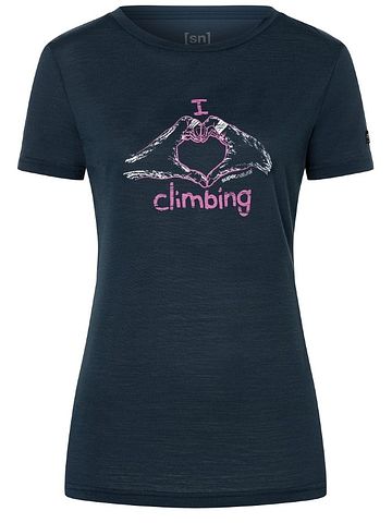 SN Super Natural W I LOVE CLIMBING TEE bluebe/orch/n.wht